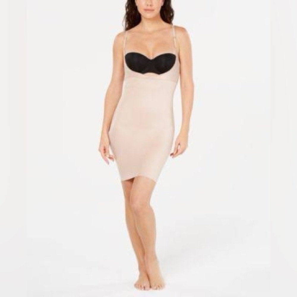 SPANX Open Bust Shapewear Dress XL Nude Sculpting Slip Bodysuit Control